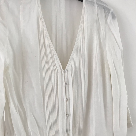 Sheer white Zara pintuck blouse - Picture 2 of 5
